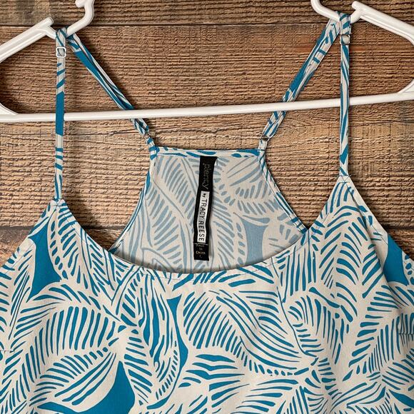 Plenty by Tracy Reese Blue White Tank Top Flounce Hem Size Large - Picture 2 of 7